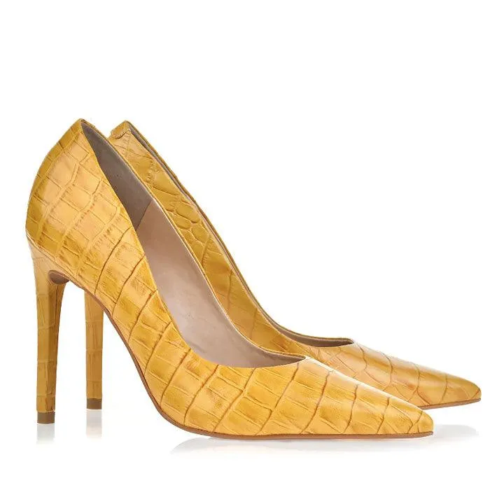 UZA GOLD CROCO HEELS